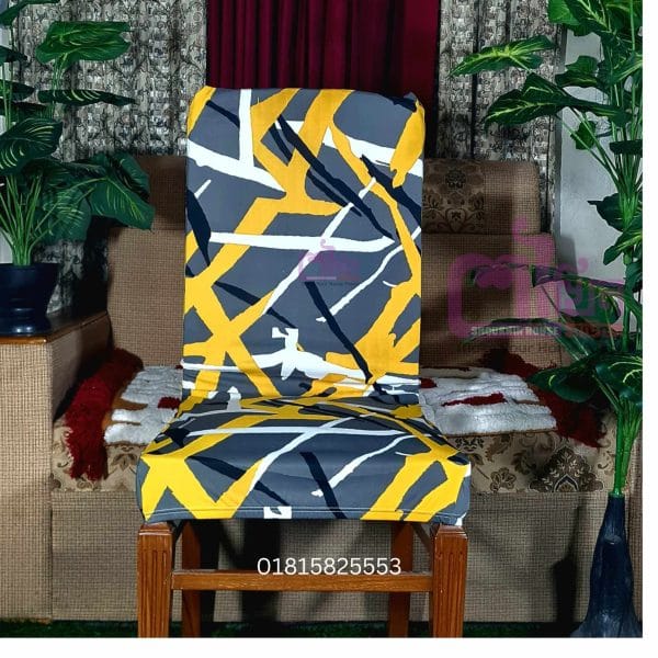 Geometric Yellow Color Chair Cover Cortina Spandex Stretchable
